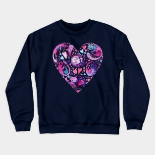 cats shaped heart watercolor hand drawn Crewneck Sweatshirt